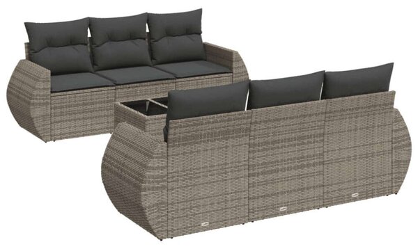 VidaXL Polyrattan Kerti Ülőgarnitúra - 7 részes - Szürke