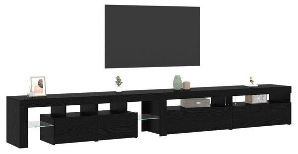 TV szekrények 3 db LED világítással Fekete tölgy Mérnöki fa
