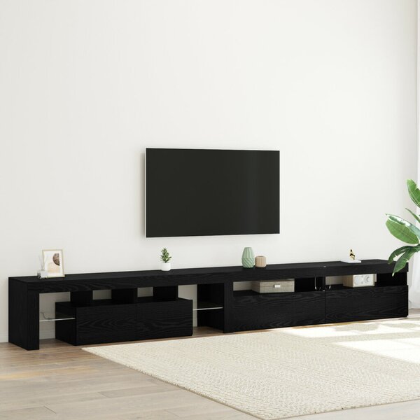 TV szekrények 3 db LED világítással Fekete tölgy Mérnöki fa
