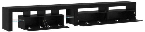 TV szekrények 3 db LED világítással Fekete tölgy Mérnöki fa