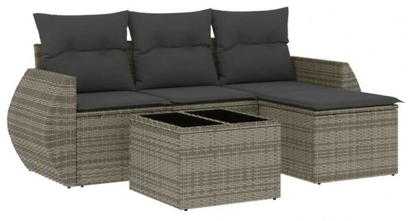 VidaXL Polyrattan Kerti Ülőgarnitúra - 5 részes - Szürke