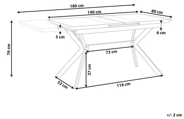 Kihúzható étkezőasztal BENSON Világosszürke 140/180 cm 80 cm