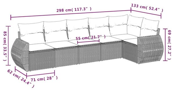 VidaXL Polyrattan Kerti Ülőgarnitúra - 6 részes - Bézs