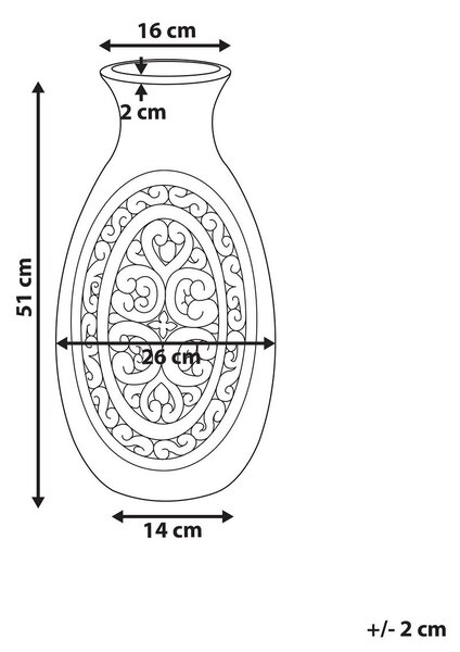 Dekor váza MEGARA Kerámia 51 cm Szürke
