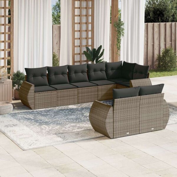 VidaXL Polyrattan Kerti Ülőgarnitúra - 8 részes - Szürke