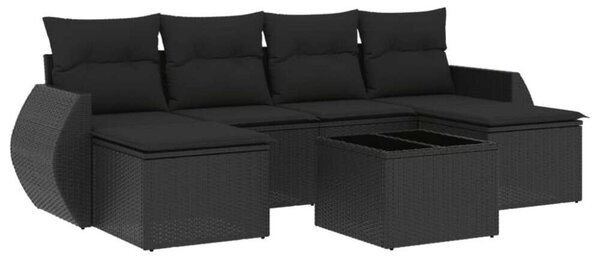 VidaXL Polyrattan Kerti Ülőgarnitúra - 7 részes - Fekete