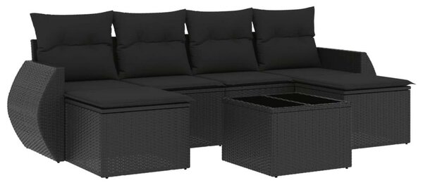 VidaXL Polyrattan Kerti Ülőgarnitúra - 7 részes - Fekete