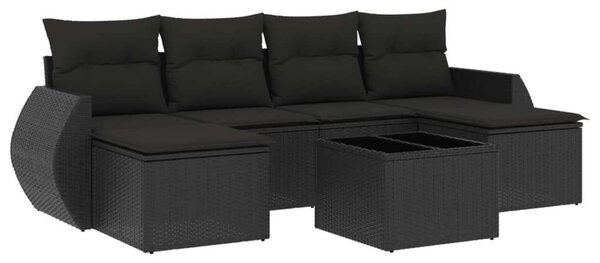 VidaXL Polyrattan Kerti Ülőgarnitúra - 7 részes - Fekete