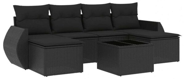 VidaXL Polyrattan Kerti Ülőgarnitúra - 7 részes - Fekete