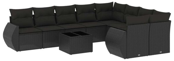 VidaXL Polyrattan Kerti Ülőgarnitúra - 10 részes - Fekete