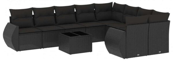 VidaXL Polyrattan Kerti Ülőgarnitúra - 10 részes - Fekete