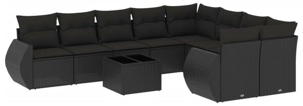 VidaXL Polyrattan Kerti Ülőgarnitúra - 10 részes - Fekete