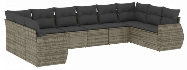 VidaXL Polyrattan Kerti Ülőgarnitúra - 10 részes - Szürke