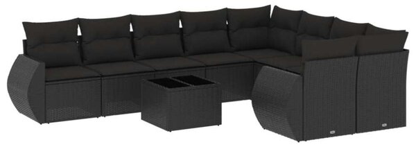 VidaXL Polyrattan Kerti Ülőgarnitúra - 10 részes - Fekete