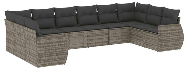 VidaXL Polyrattan Kerti Ülőgarnitúra - 10 részes - Szürke