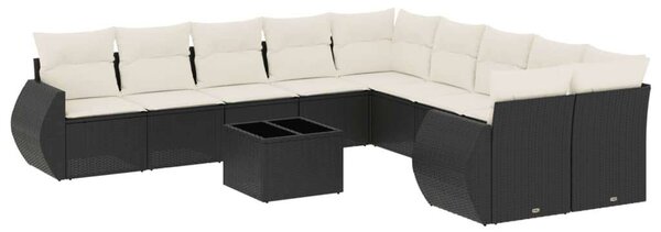 VidaXL Polyrattan Kerti Ülőgarnitúra - 11 részes - Fekete
