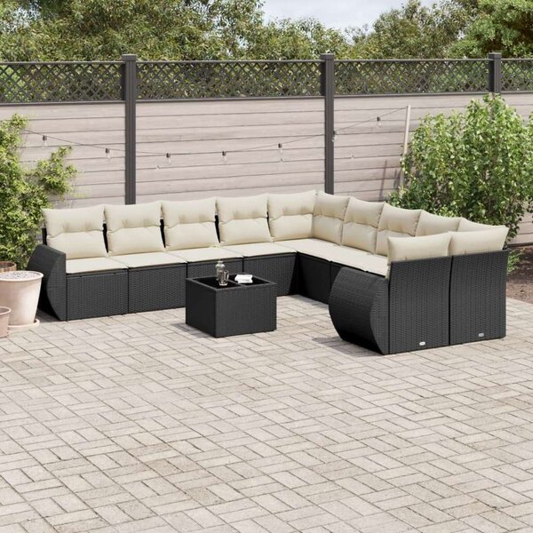 VidaXL Polyrattan Kerti Ülőgarnitúra - 11 részes - Fekete