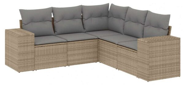 VidaXL Polyrattan Kerti Ülőgarnitúra - 5 részes - Bézs