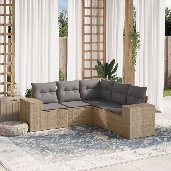 VidaXL Polyrattan Kerti Ülőgarnitúra - 5 részes - Bézs