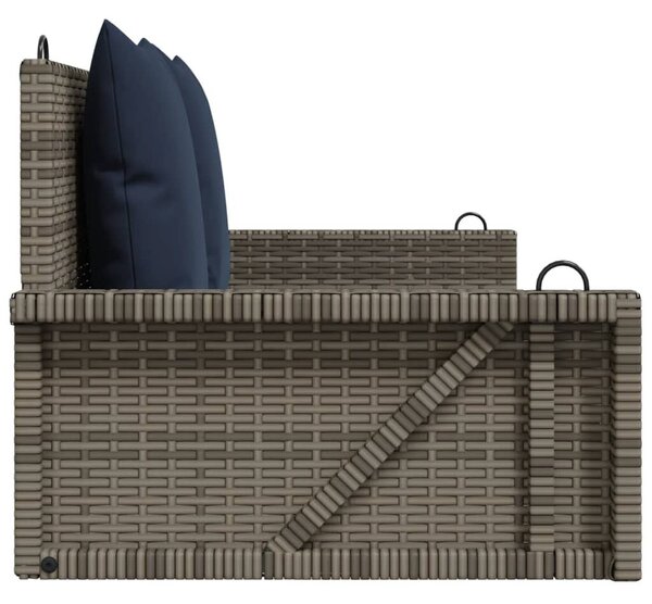 Szürke polyrattan hintapad párnákkal 119 x 56 x 48 cm