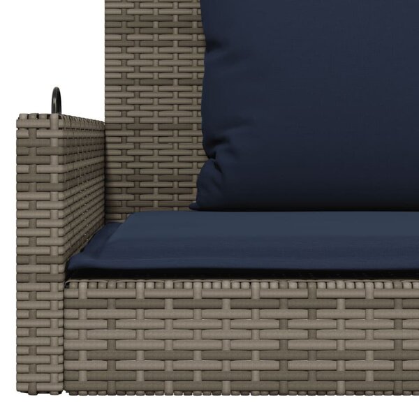 Szürke polyrattan hintapad párnákkal 119 x 56 x 48 cm