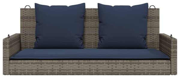 Szürke polyrattan hintapad párnákkal 119 x 56 x 48 cm