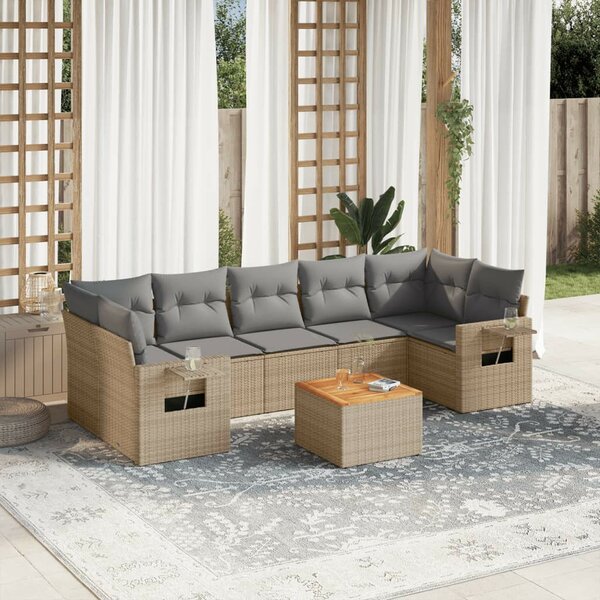 VidaXL Polyrattan Kerti Ülőgarnitúra - 8 részes