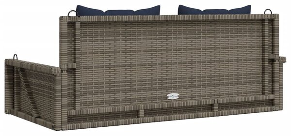 Szürke polyrattan hintapad párnákkal 119 x 56 x 48 cm