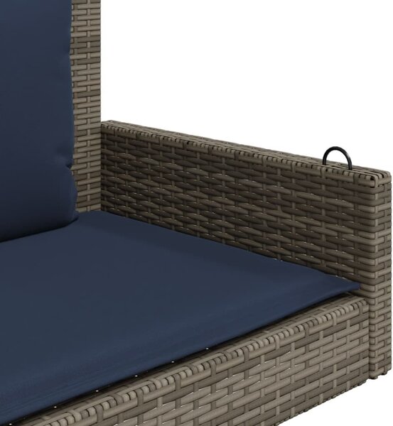 Szürke polyrattan hintapad párnákkal 119 x 56 x 48 cm