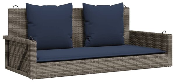 Szürke polyrattan hintapad párnákkal 119 x 56 x 48 cm