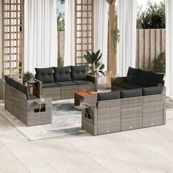 VidaXL Polyrattan Kerti Ülőgarnitúra - 13 részes - Szürke