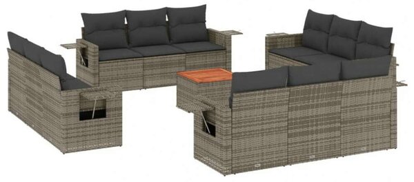 VidaXL Polyrattan Kerti Ülőgarnitúra - 13 részes - Szürke