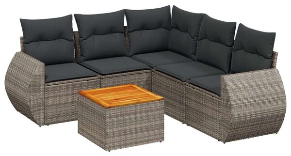 Polyrattan Kerti Ülőgarnitúra - 6 részes - Szürke