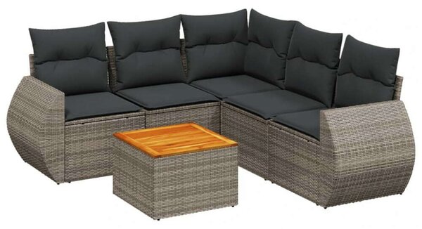 Polyrattan Kerti Ülőgarnitúra - 6 részes - Szürke