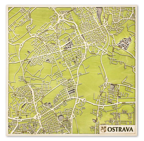 Ostrava 3D fa várostérkép fali dekoráció – Natura Products