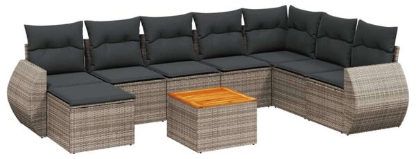 Polyrattan Kerti Ülőgarnitúra - 9 részes - Szürke
