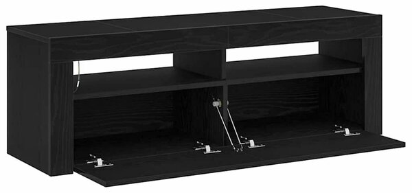 TV Szekrény LED világítással Fekete Tölgy 120x35x40 cm Szerelt Fa
