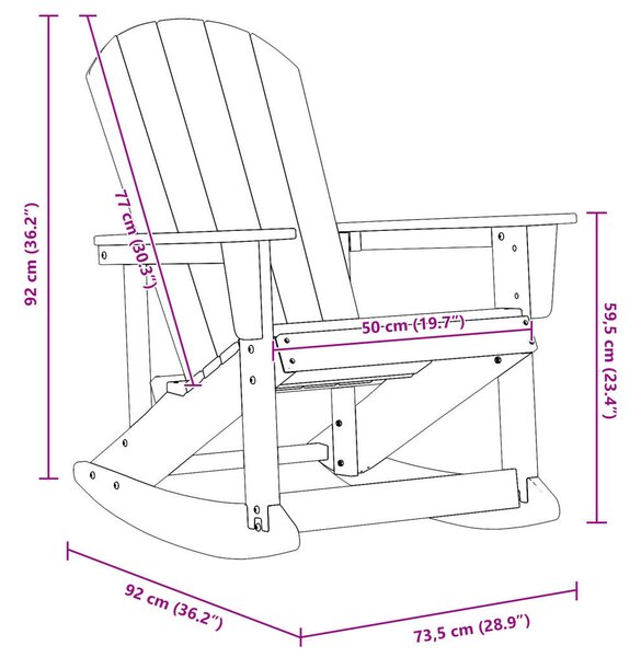 Tengerészkék Adirondack hintaszék 73.5x92x90 cm HDPE