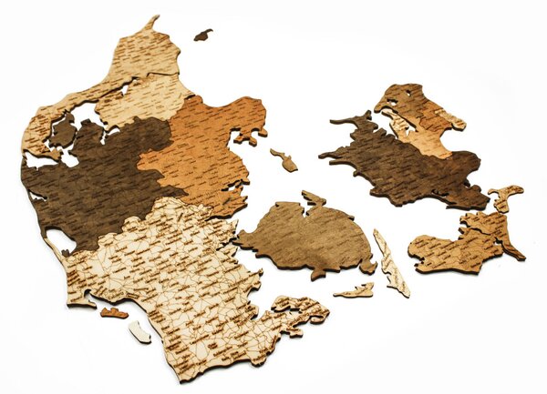 Natura Products - Dánia 3D Fa Puzzle Térkép - Elegáns Fali Dekoráció