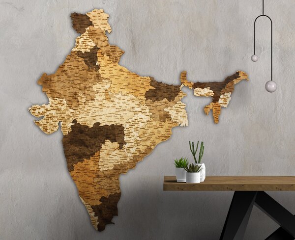 Natura Products - India 3D Fa Puzzle Térkép - Elegáns Fali Dekoráció