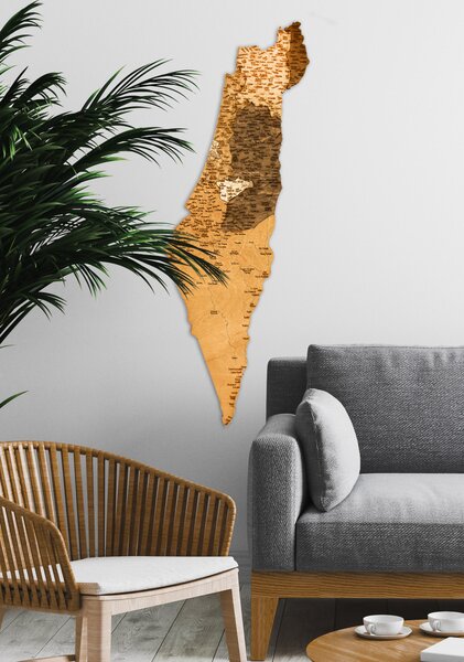 Natura Products - Izrael 3D Fa Puzzle Térkép - Elegáns Fali Dekoráció
