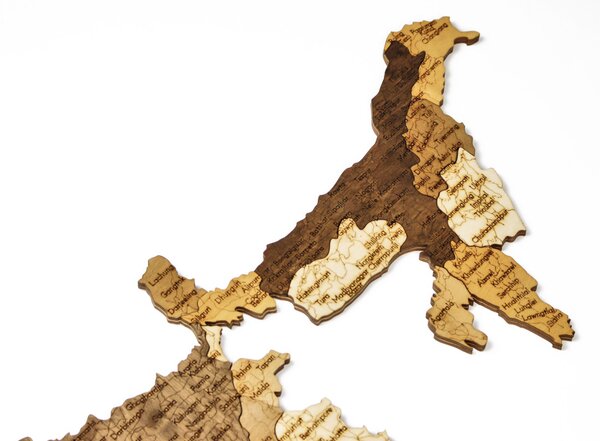 Natura Products - India 3D Fa Puzzle Térkép - Elegáns Fali Dekoráció