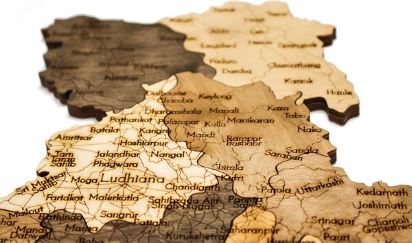 Natura Products - India 3D Fa Puzzle Térkép - Elegáns Fali Dekoráció
