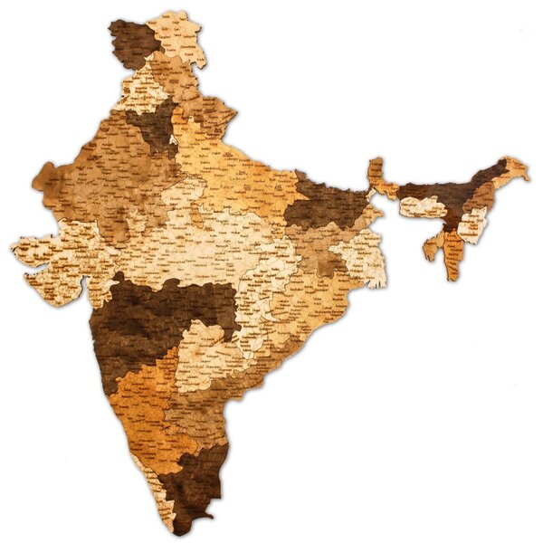 Natura Products - India 3D Fa Puzzle Térkép - Elegáns Fali Dekoráció