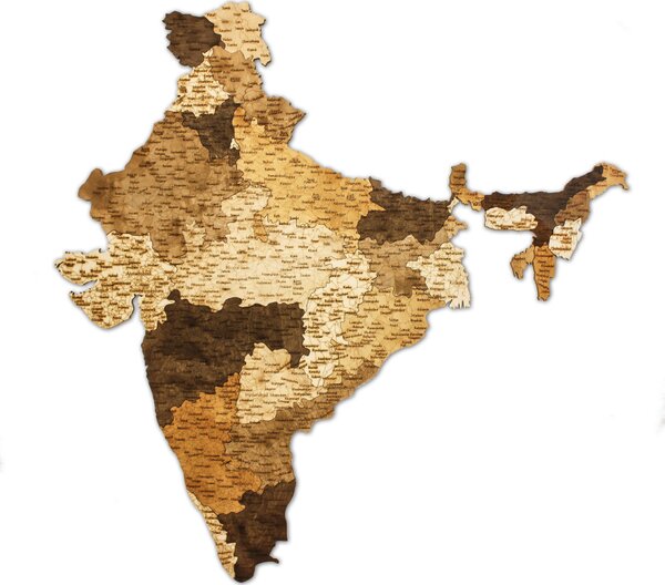 Natura Products - India 3D Fa Puzzle Térkép - Elegáns Fali Dekoráció