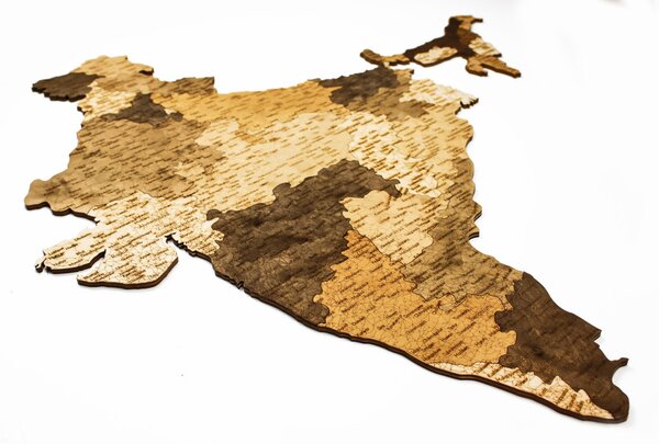 Natura Products - India 3D Fa Puzzle Térkép - Elegáns Fali Dekoráció