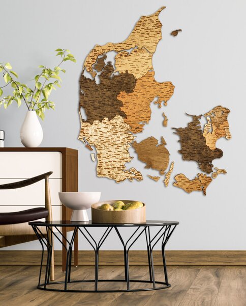 Natura Products - Dánia 3D Fa Puzzle Térkép - Elegáns Fali Dekoráció