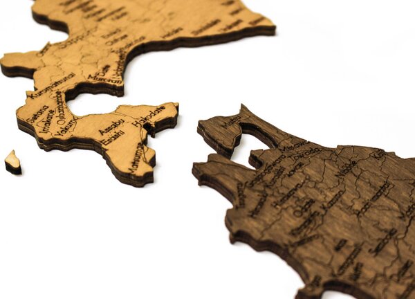 Natura Products - Japán 3D Fa Puzzle Térkép - Elegáns Fali Dekoráció