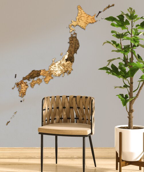 Natura Products - Japán 3D Fa Puzzle Térkép - Elegáns Fali Dekoráció