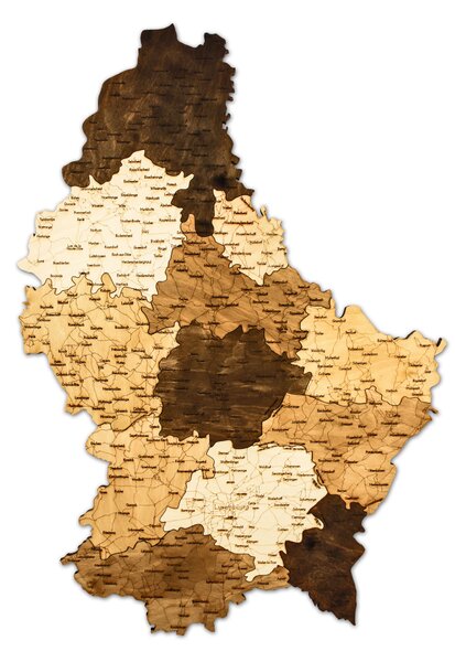 Natura Products - Luxemburg 3D Fa Puzzle Térkép - Elegáns Fali Dekoráció